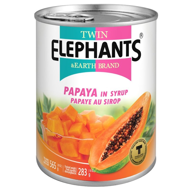 Twin Elephants & Earth Papaya Chunks in Syrup Twin Elephants