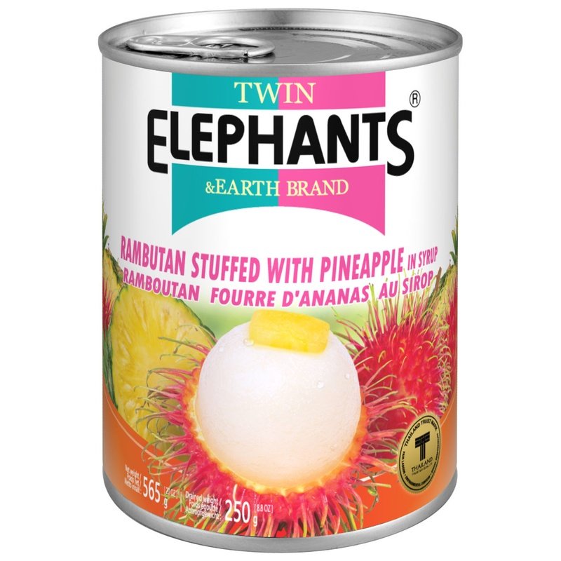 Twin Elephants & Earth Rambutan Stuffed with Pineapple in Syrup Twin Elephants