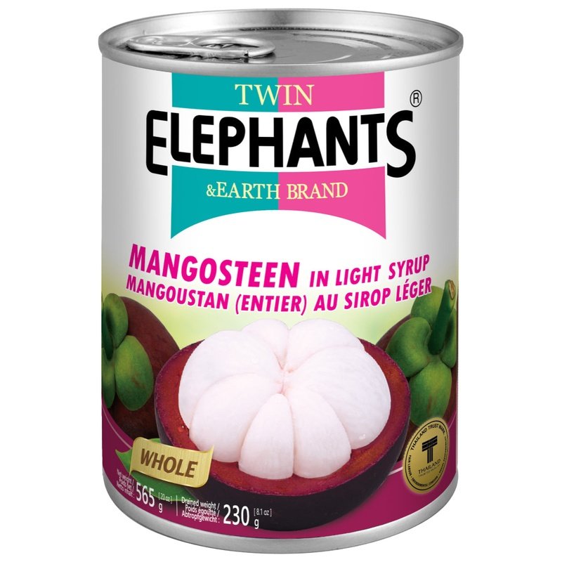 Twin Elephants & Earth Mangosteen Whole in Light Syrup Twin Elephants